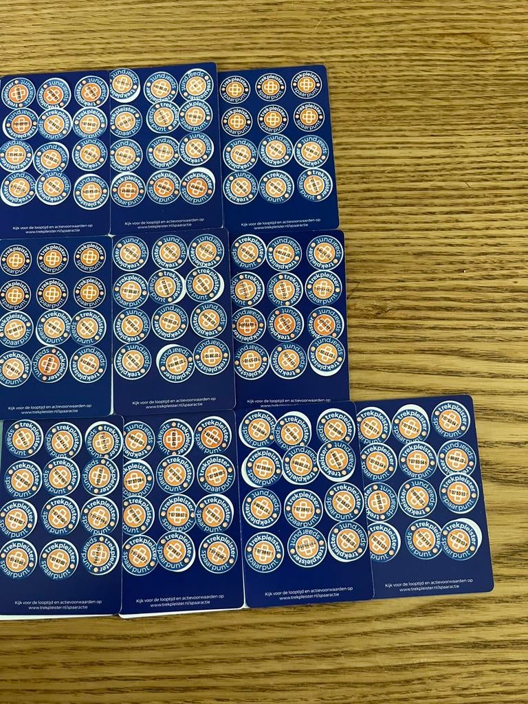 10 volle spaarkaarten textiel Trekpleister, Hobby en Vrije tijd, Spaarzegeltjes, Verzenden, Winkel, Super of Benzinepomp, Volle spaarkaart