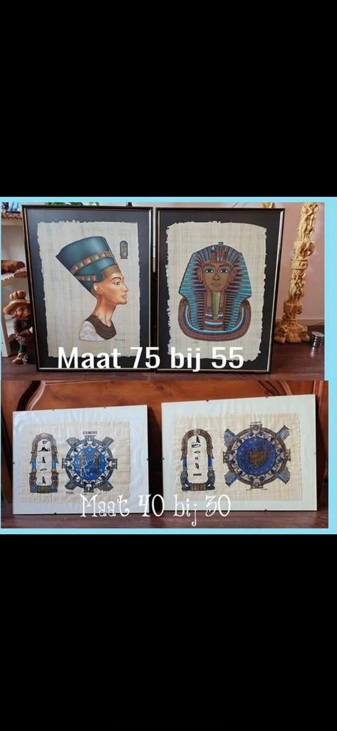 Egyptische papyrus schilderijen, Antiek en Kunst, Ophalen of Verzenden