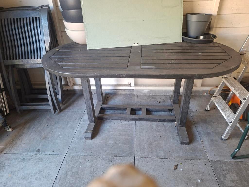 GERESERVEERD teakhouten tuintafel, Ophalen, Gebruikt, Teakhout