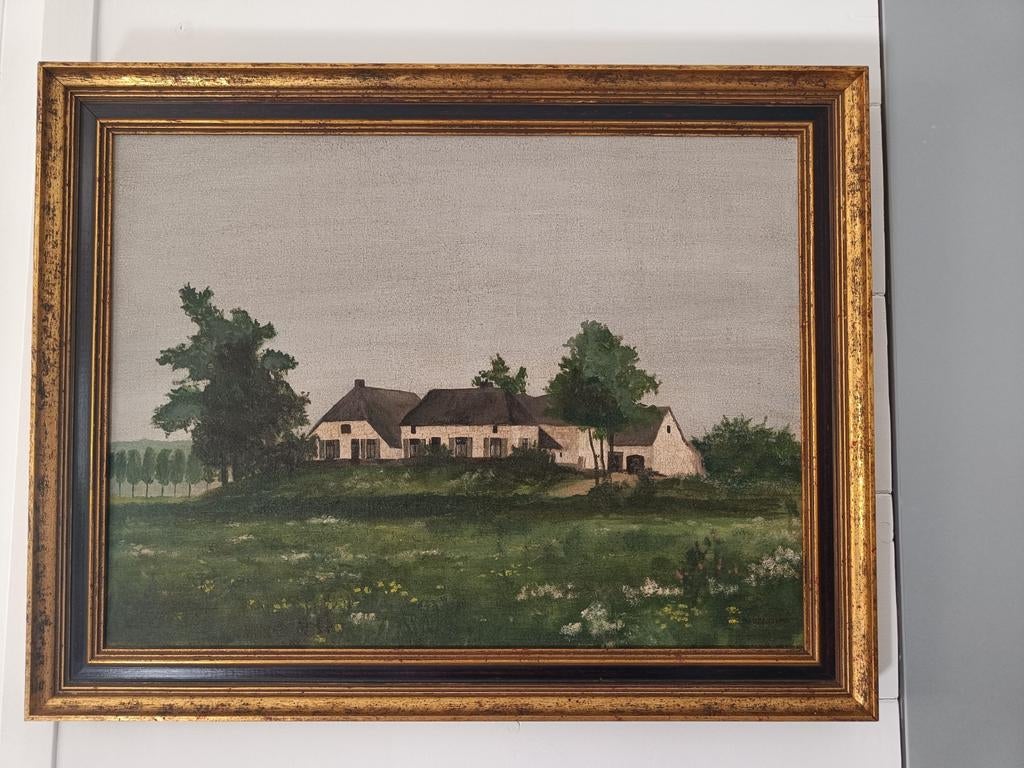 Prachtig schilderij van boerderij "De Pol" in de Ooijpolder, Antiek en Kunst, Kunst | Schilderijen | Klassiek, Ophalen of Verzenden