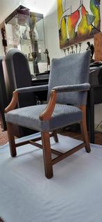 Engelse George III style Fauteuil Armstoel, Huis en Inrichting, Stoelen, Ophalen, Gebruikt, Blauw, Stof