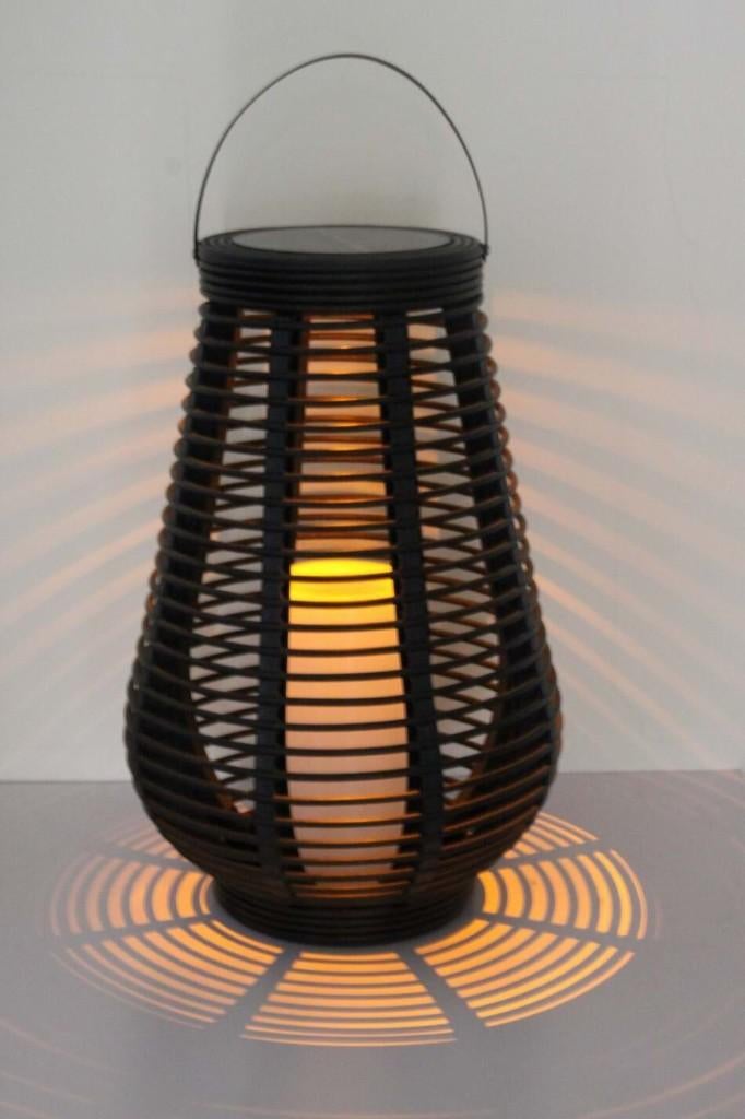 Solar tuinverlichting, Windlicht op zonne energie, zwart, Zonne-energie, Kunststof, Minder dan 50 watt, Overige typen