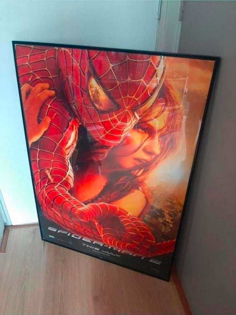 Spider-man 2 poster ingelijst. Deurposter. Bioscoopposter., Met lijst, Deurposter of groter, Ophalen of Verzenden, Film en Tv