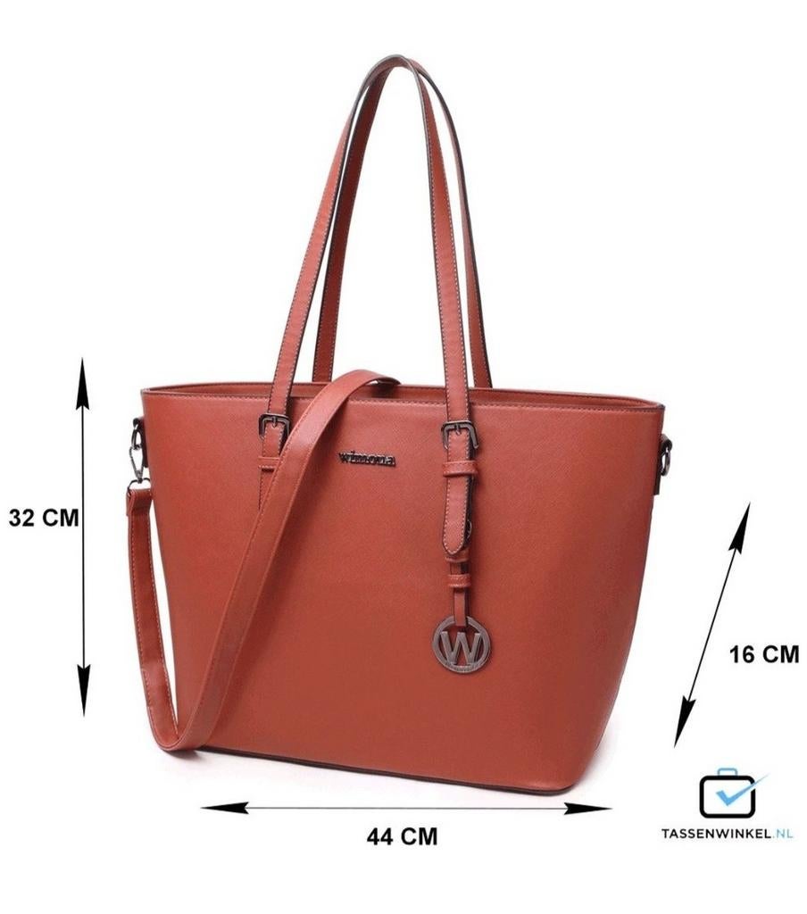 Kyara schoudertas merk: wyona cognac bruin, 40 tot 60 cm, Bruin, Minder dan 35 cm, Ophalen of Verzenden