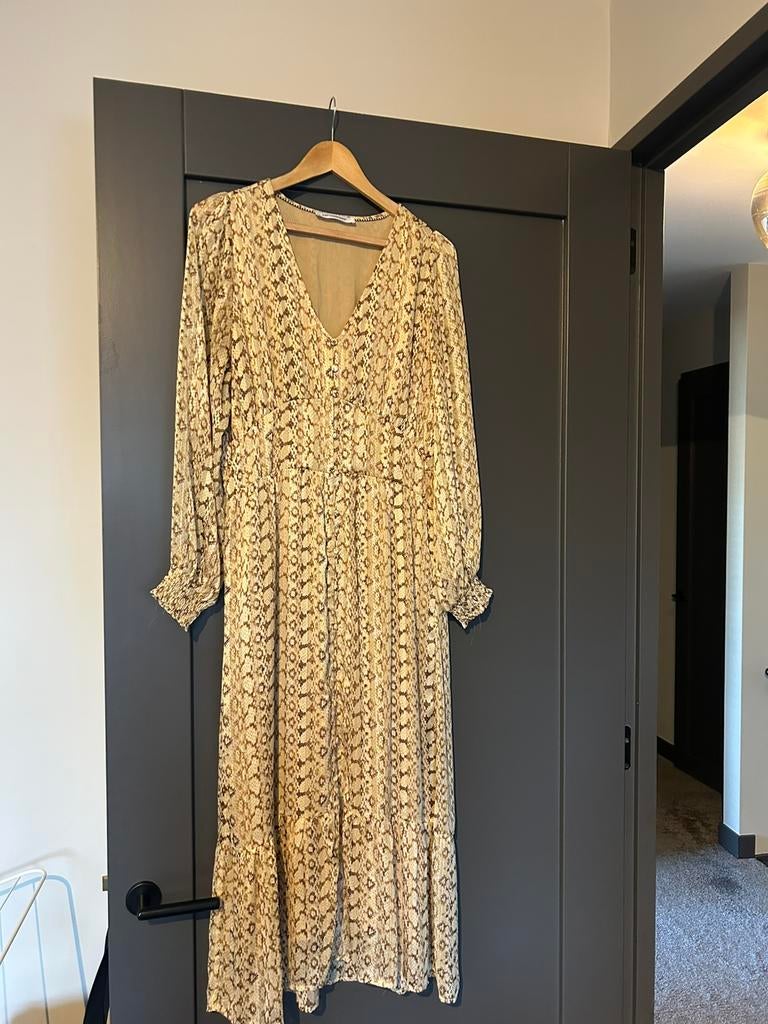 Fijne gevoerde jurk van Co’Couture maat L beige kleur, Maat 38/40 (M), Verzenden, Beige, Zo goed als nieuw