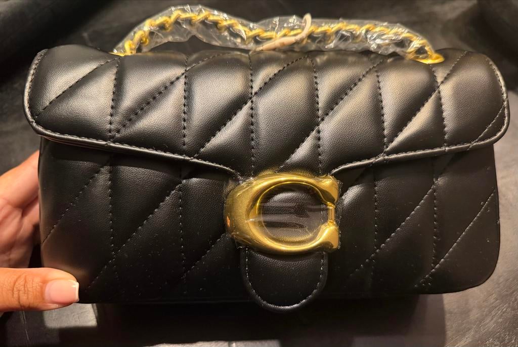 Coach tas zwart met gouden details, Ophalen of Verzenden, Zo goed als nieuw, Zwart, Handtas