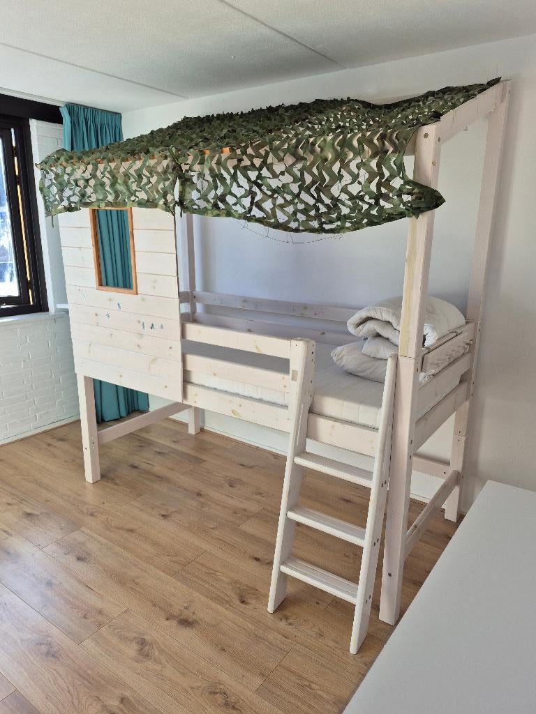 Hoogslaper met schuin dak en raam., Ophalen, Hoogslaper, Eenpersoons, 210 cm