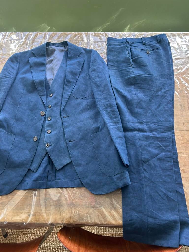 Baird mcNutt suitsupply linnen maatpak pak kostuum maat 46 S, Ophalen, Zo goed als nieuw, Maat 46 (S) of kleiner, Blauw