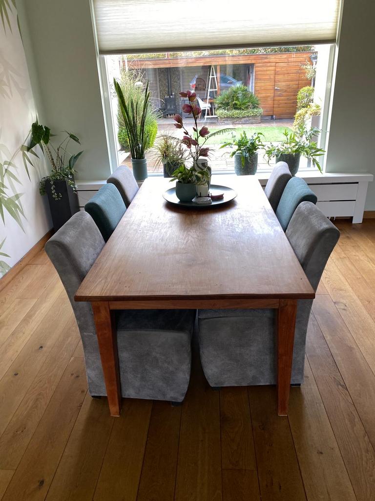 Houten eettafel, Huis en Inrichting, Tafels | Eettafels, Ophalen, Gebruikt, 50 tot 100 cm, 150 tot 200 cm