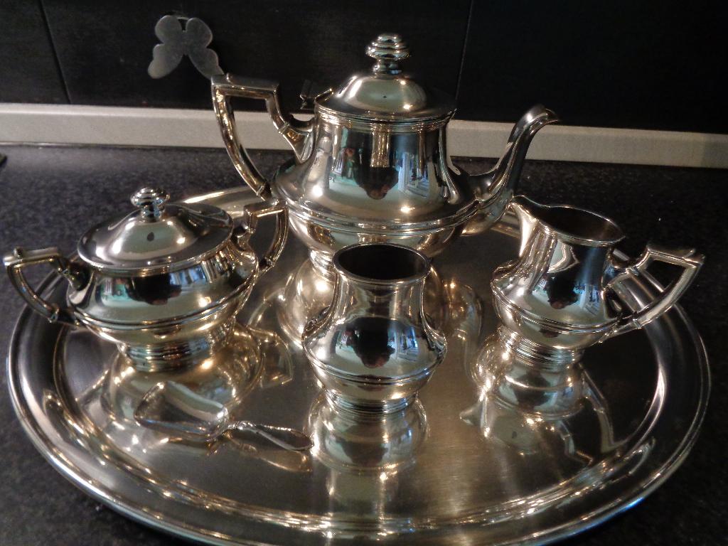 verzilverd thee servies art deco van wellner, Antiek en Kunst, Ophalen of Verzenden
