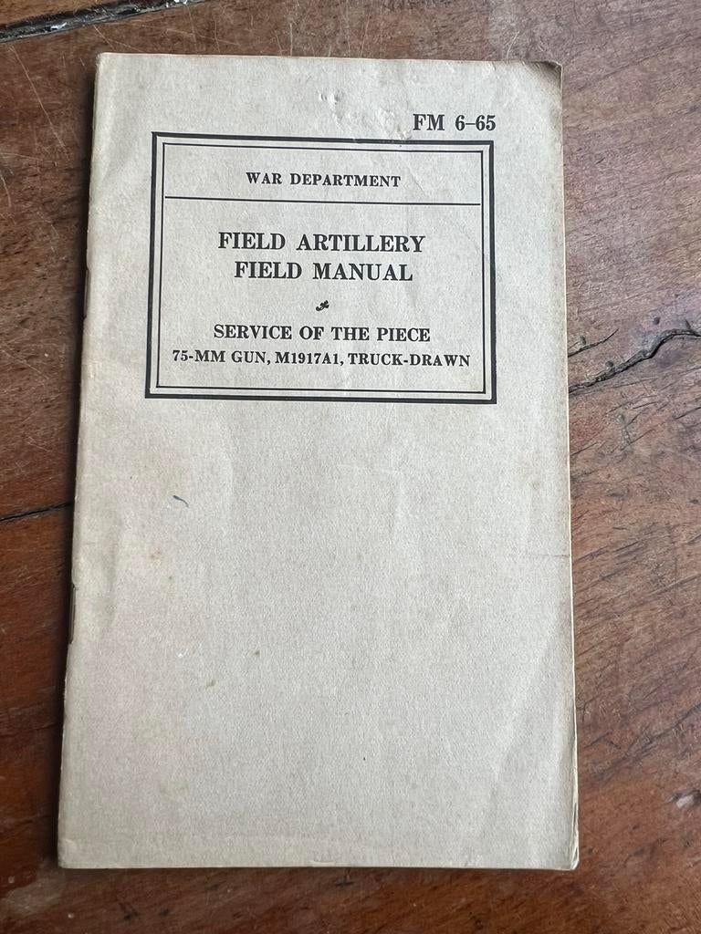 WO2 Amerikaans 75 mm artillerie m1917 kanon voorschrift 1939, Amerika, Ophalen of Verzenden