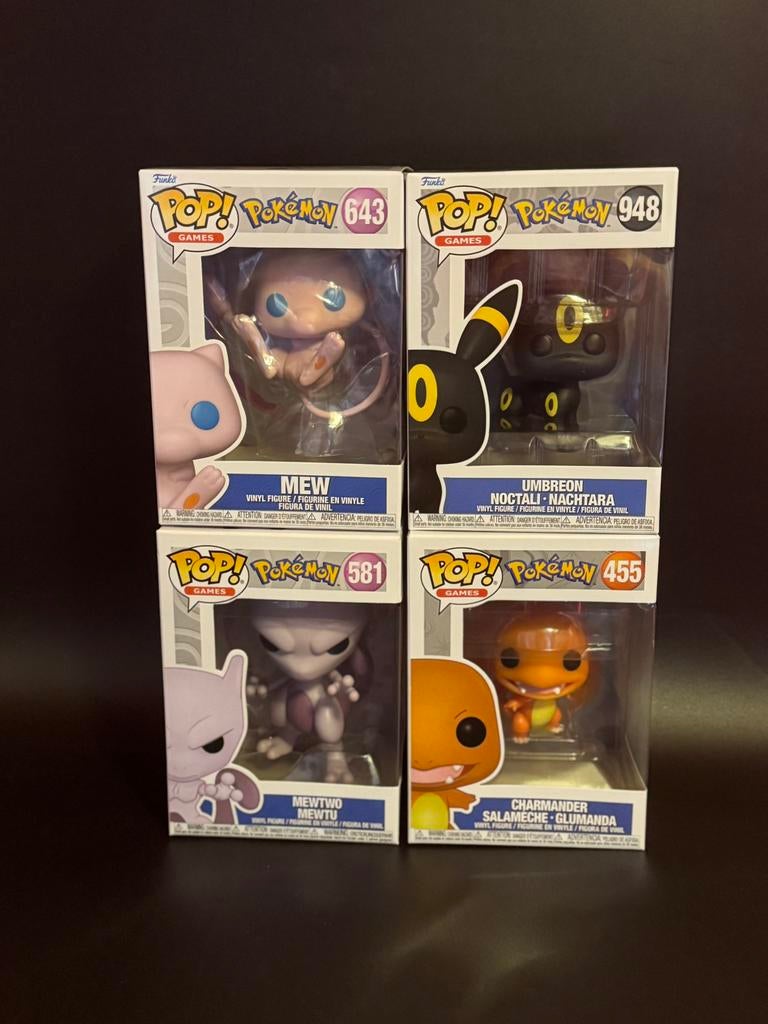 Pokémon Funko Pop Set – Mewtwo, Charmander, Mew & Umbreon, Verzenden, Zo goed als nieuw
