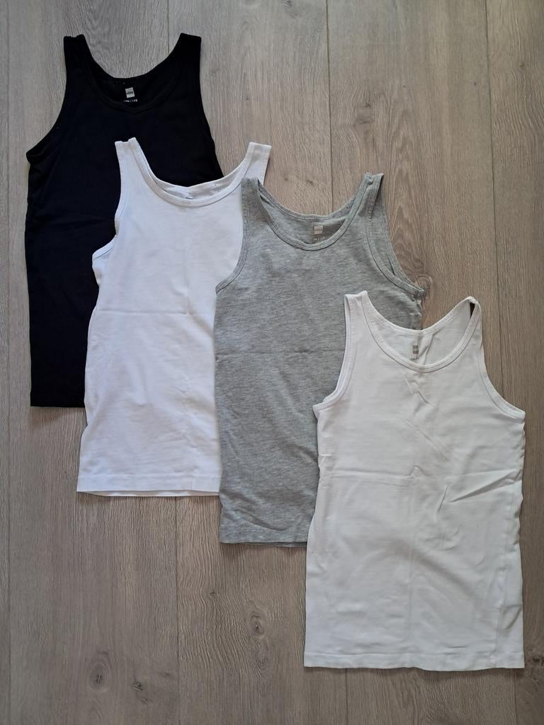 4x Hema hemdjes maat 146-152 zwart grijs wit jongen, Ophalen of Verzenden, Maat 146