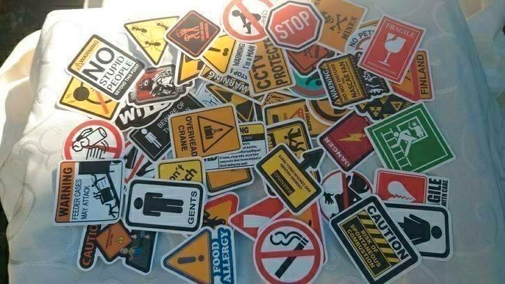 50 stuks andere Verbodsborden waarschuwingen stickers, Verzamelen, Stickers, Nieuw, Overige typen, Ophalen of Verzenden