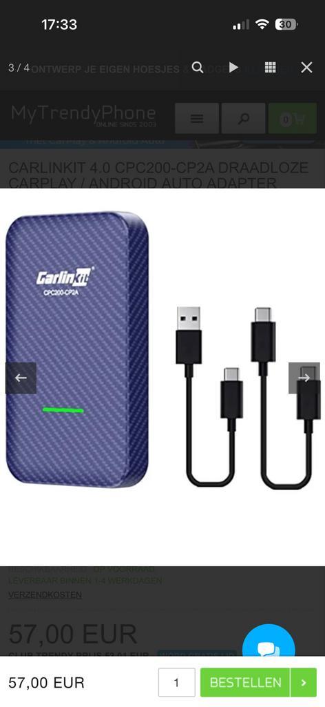 Carlinkit CP2A voor de auto, Telecommunicatie, Powerbanks, Zo goed als nieuw, Ophalen of Verzenden