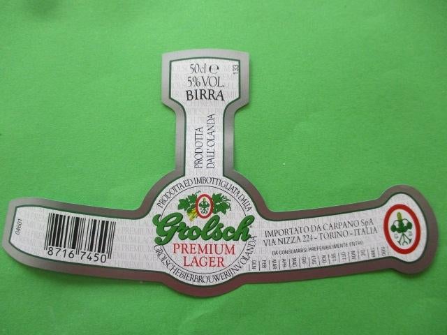 bieretiket Grolsch 29-3 (A7), Ophalen of Verzenden, Gebruikt, Overige typen, Grolsch