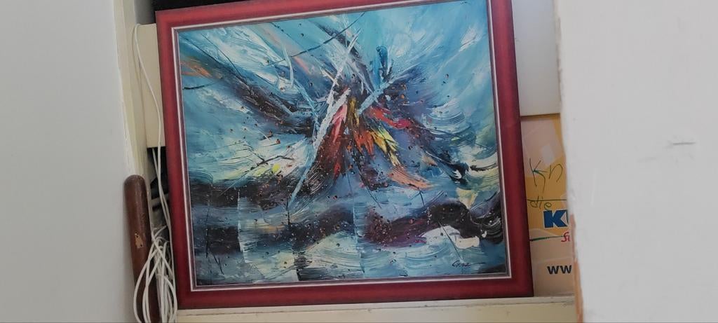 Abstract Schilderij 'Guz' - Levendige Kleuren, Antiek en Kunst, Ophalen of Verzenden
