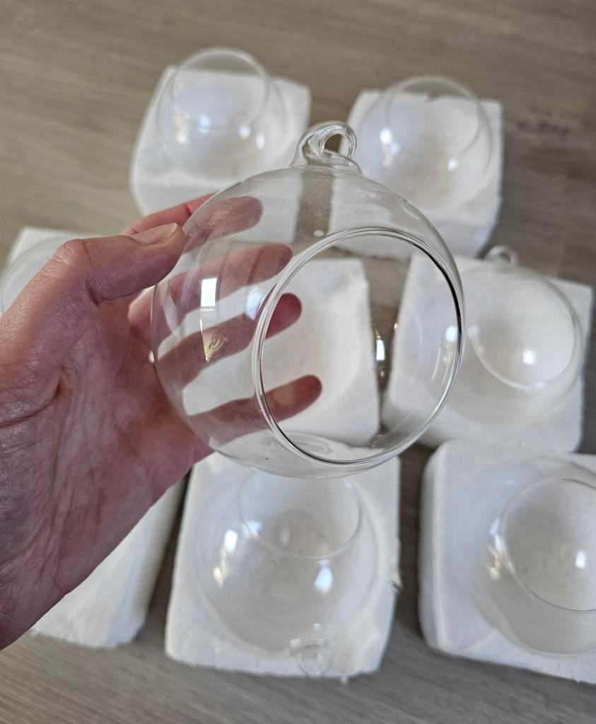 8 glazen ronde bollen voor decoratie, bruiloft of terrarium, Ophalen, Nieuw, Wit, Glas