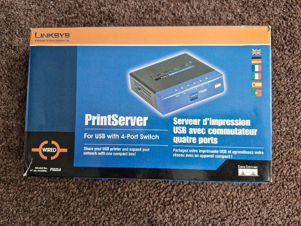 Linksys printerserver, Ophalen of Verzenden, Gebruikt, Linksys Cisco