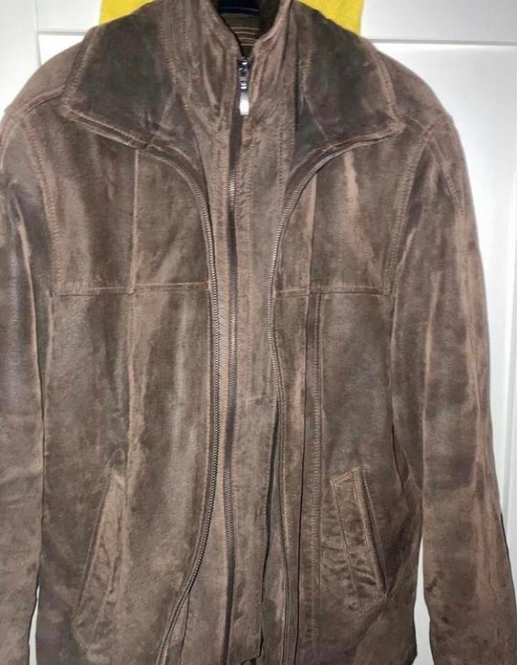 Leren gevoerde herenjas ,Angelo Litrico maat 54, Kleding | Heren, Ophalen of Verzenden, Zo goed als nieuw, Maat 52/54 (L), Bruin