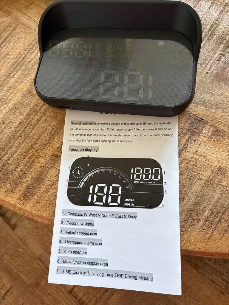 HUD Head-Up Display voor auto - Snelheid, Kompas, Tijd, Auto diversen, Ophalen of Verzenden, Nieuw