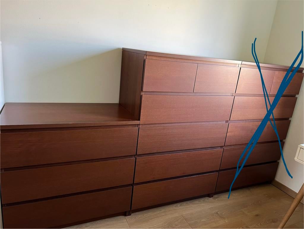 Ikea malm bruine ladekasten, Huis en Inrichting, Ophalen, Gebruikt, 5 laden of meer, 200 cm of meer