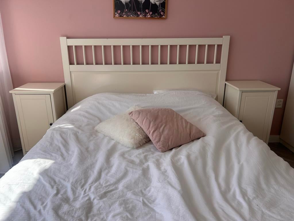 Bedombouw met 2 nachtkastjes, Huis en Inrichting, Slaapkamer | Bedden, Gebruikt, Wit, Tweepersoons, Ophalen of Verzenden