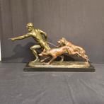 Art deco bronzen beeld. " de Hondentrainer ", Antiek en Kunst, Ophalen