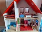 Houten Poppenhuis met Meubels en Poppen 55x40 cm, Verzamelen, Ophalen, Gebruikt, Poppenhuis
