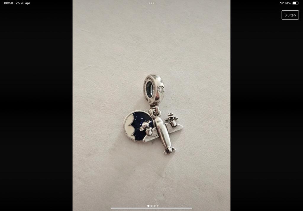 Pandora Bedel Travel to live, Verzenden, Zo goed als nieuw, Zilver, Pandora