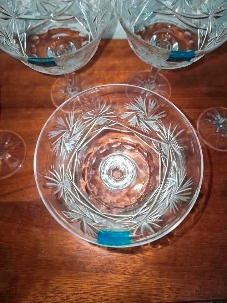 Vintage set van 5 kristallen champagneglazen coupesglazen, Antiek en Kunst, Antiek | Glas en Kristal, Ophalen of Verzenden