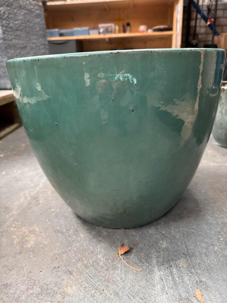 Glazuur groene bloempotten diverse maten terracotta, Tuin en Terras, Bloempotten, Nieuw, Terracotta, Balkon, Tuin, Minder dan 40 cm