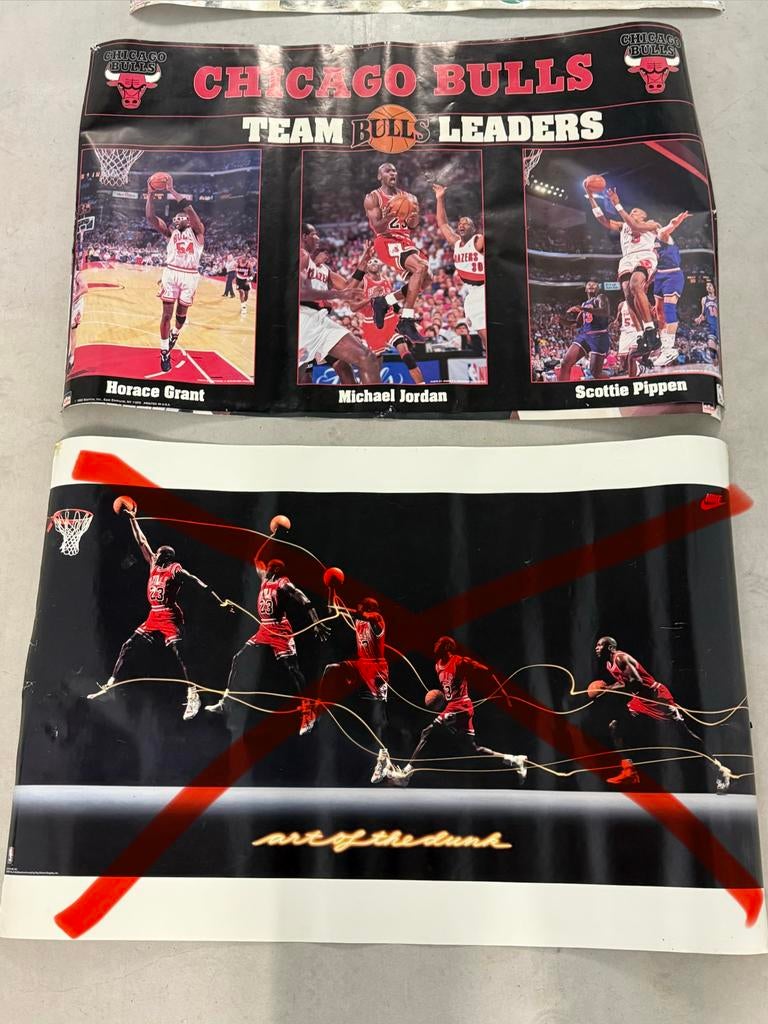 Vintage NBA Posters van de Bulls, Magic, Hornets, Mavs,, Verzamelen, Ophalen of Verzenden, Sport, A1 t/m A3, Rechthoekig Staand