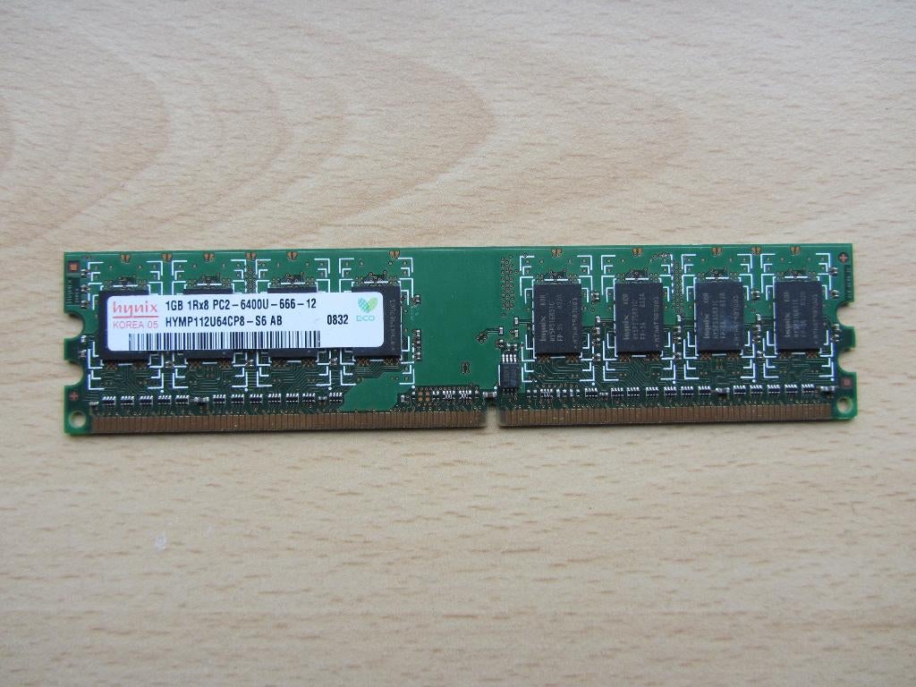 Hynix 1GB PC2-6400 DDR2-800MHz non-ECC Unbuffered CL6, Computers en Software, RAM geheugen, 1 GB of minder, Ophalen of Verzenden