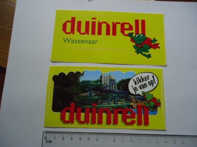 sticker oud 2 x Duinrell pretpark wassenaar retro kikker, Verzenden, Zo goed als nieuw, Bedrijf of Vereniging
