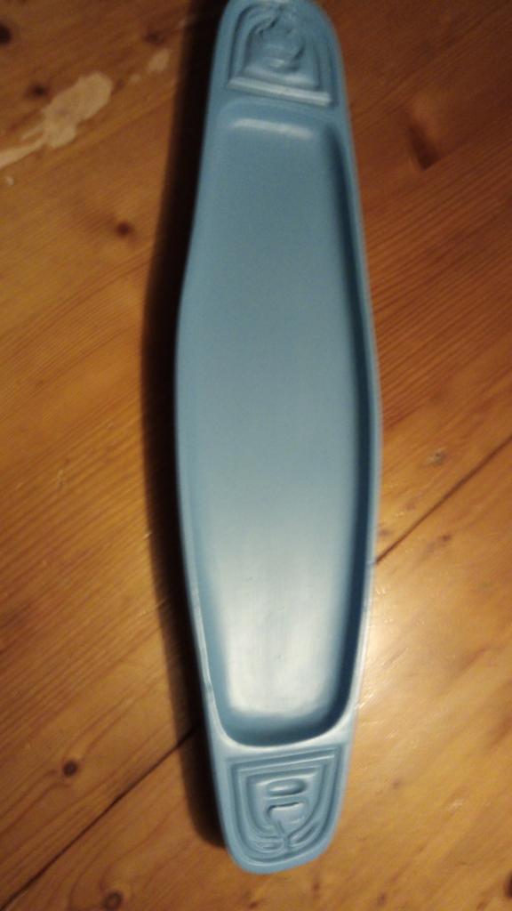 Blauwe langwerpige houten schaal 51 cm, Huis en Inrichting, Woonaccessoires | Schalen en Manden, Ophalen of Verzenden