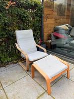 IKEA Poäng fauteuil met voetenbank - grijs kussen, Huis en Inrichting, Ophalen, Gebruikt, 75 tot 100 cm, 50 tot 75 cm