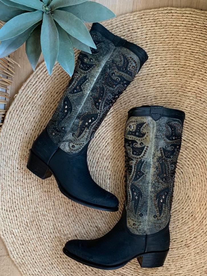 Frye cowboylaarzen 39 40 western boots bohemian hoge laarzen, Kleding | Dames, Schoenen, Hoge laarzen, -, Zwart, -