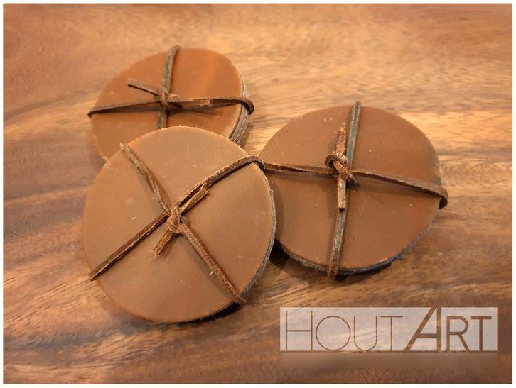 Set leren onderzetters bruin gevlamd, Huis en Inrichting, Woonaccessoires | Onderzetters, Nieuw, Glas of Kopje, Ophalen of Verzenden