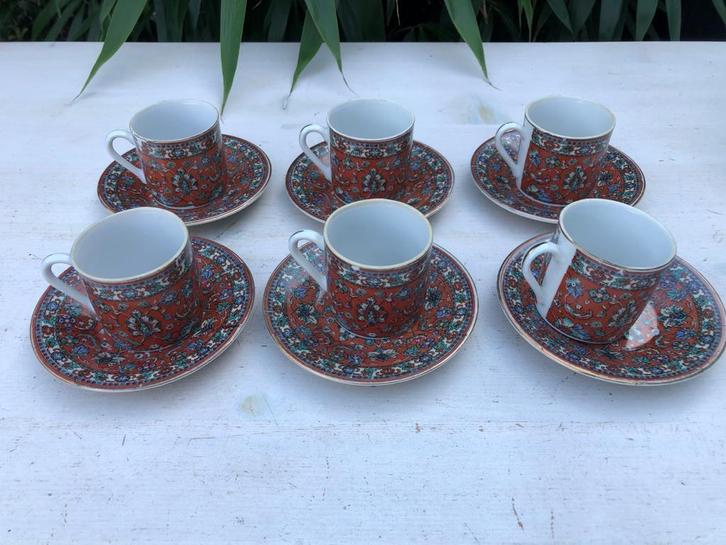 Set van 6 Turkse koffiekopjes met schotels, Antiek en Kunst, Antiek | Servies los, Ophalen of Verzenden