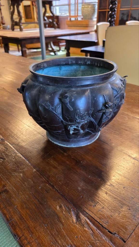 Vroeg 19e eeuwse antieke bronzen Chinese bloempot, Antiek en Kunst, Antiek | Koper en Brons, Ophalen of Verzenden