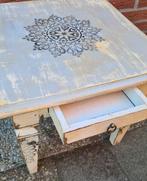 Bijzettafel salontafel plantentafel vintage boho stijl grijs, Minder dan 55 cm, Rechthoekig, Hout, Ophalen