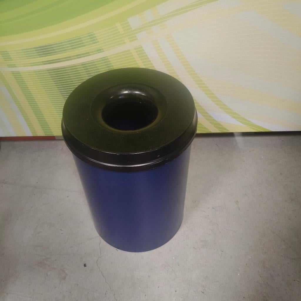 Vlamdovende Papierbak 30 Liter Blauw, Huis en Inrichting, Woonaccessoires | Prullenbakken, Gebruikt, Metaal, Minder dan 50 cm