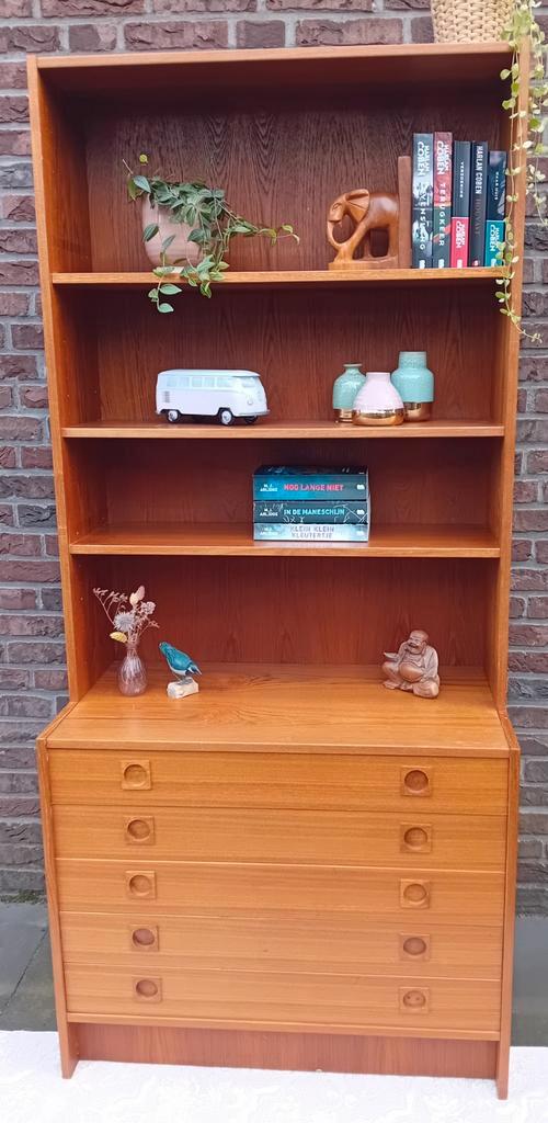 Retro vintage midcentury Deense boekenkast jaren 60, Verzamelen, Retro, Huis en Inrichting, Ophalen