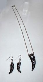 Oorbellen set 925 zilver edelstenen haaientand Gothic Punk, Hangers, Ophalen of Verzenden, Zo goed als nieuw, Met edelsteen