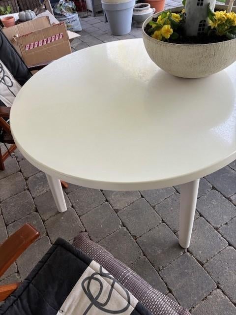 Witte Kunststof ronde tuintafel, Ophalen, Gebruikt, Rond, Kunststof