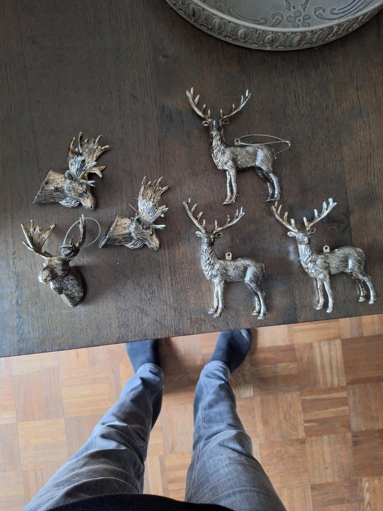 Te koop 6 kerstballen herten zie foto, Ophalen of Verzenden, Zo goed als nieuw