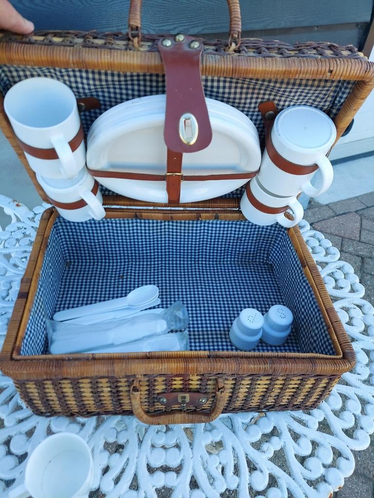 Picknickmand rotan pick nick mand riet, Ophalen of Verzenden