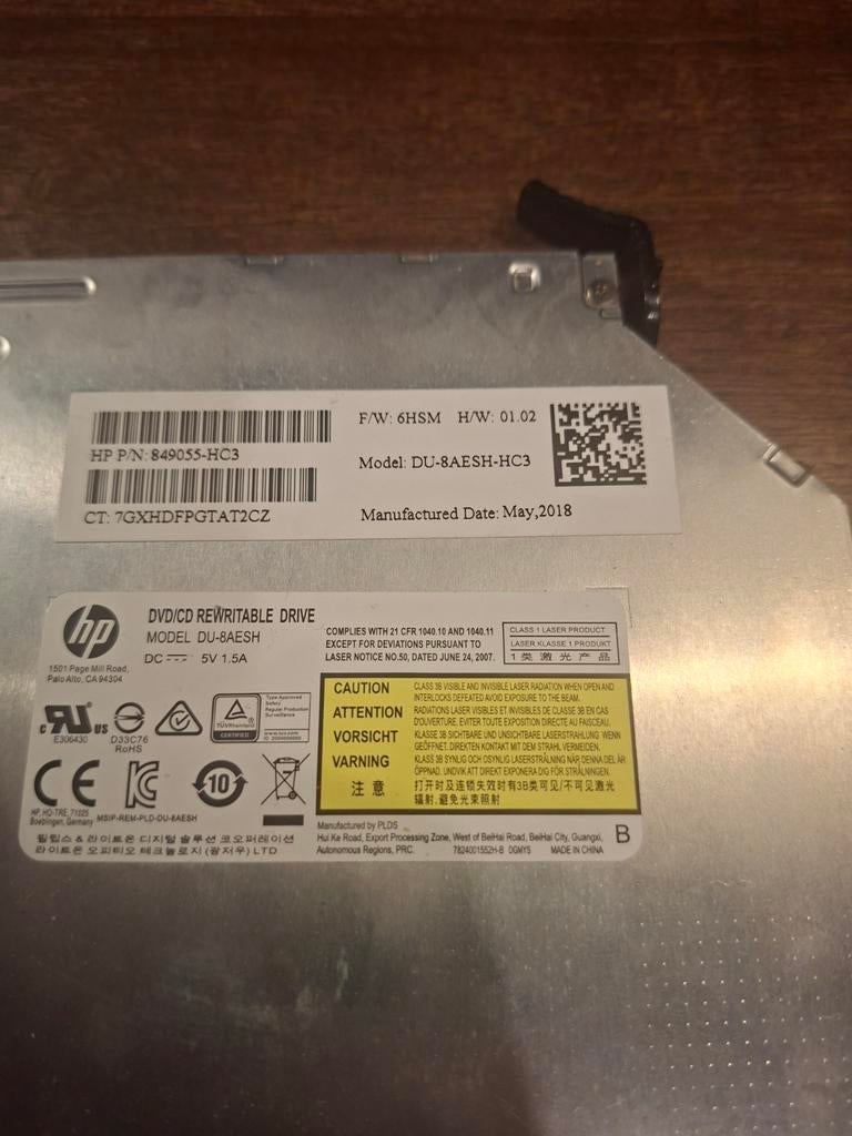 HP DVD/CD Rewritable Drive DU-8AESH, Computers en Software, Intern, Dvd, Ophalen of Verzenden, Zo goed als nieuw