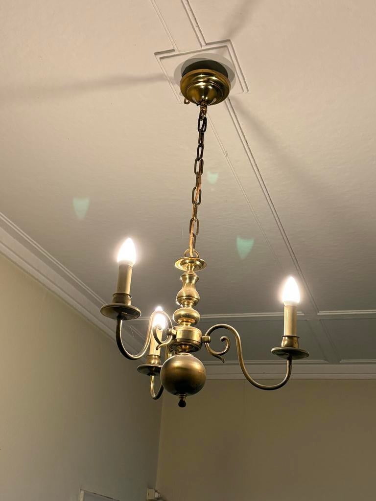 Vintage messing hanglamp, Ophalen, Zo goed als nieuw